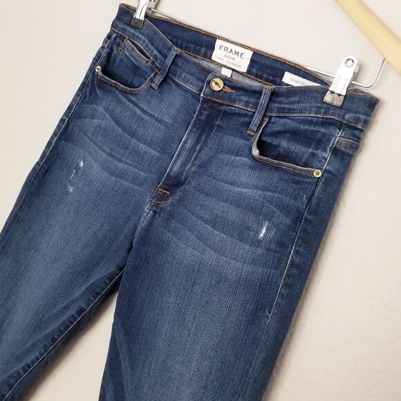 Frame Le High Distressed Skinny Church Street Jeans Women’s 30 Stretchy $210 - Picture 4 of 14